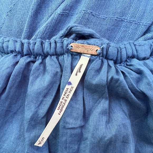 Free People Kaylyn Midi Dress Blue Open Back Short Puff Sleeve Midi Dress NWOT - Picture 8 of 11